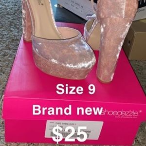 Suede pale pink heels